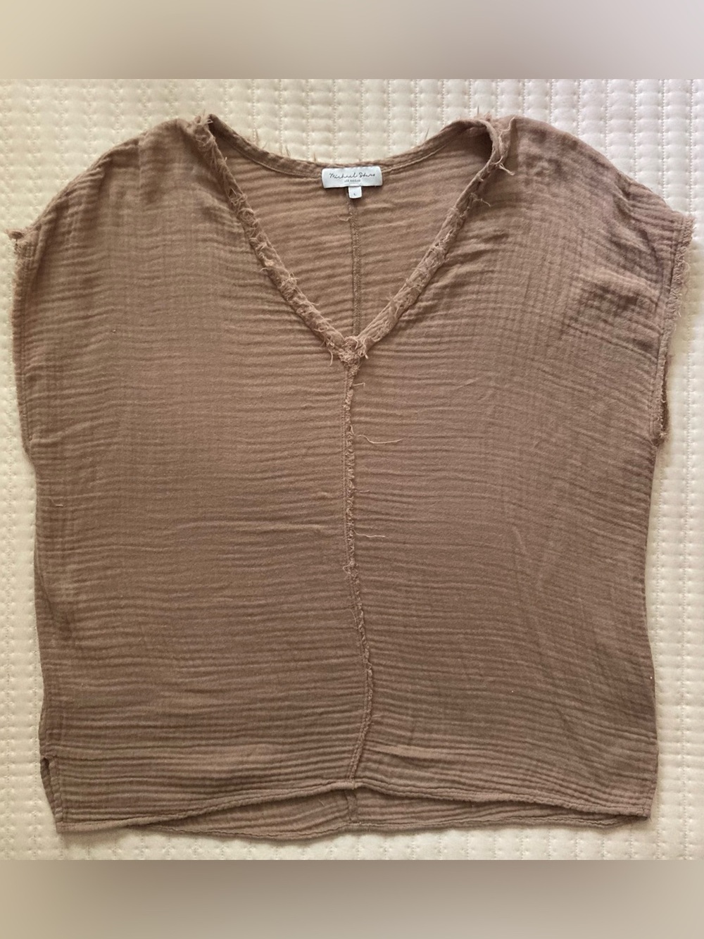 Michael Stars Brown Sleeveless Shirt Women’s Large Lightweight 100% Cotton